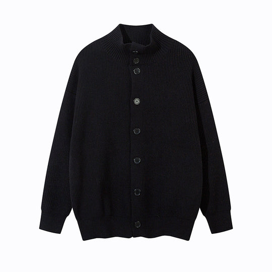 Unisex Oversize-Strickjacke mit Stehkragen und durchgehender Knopfleiste Nord Taschen