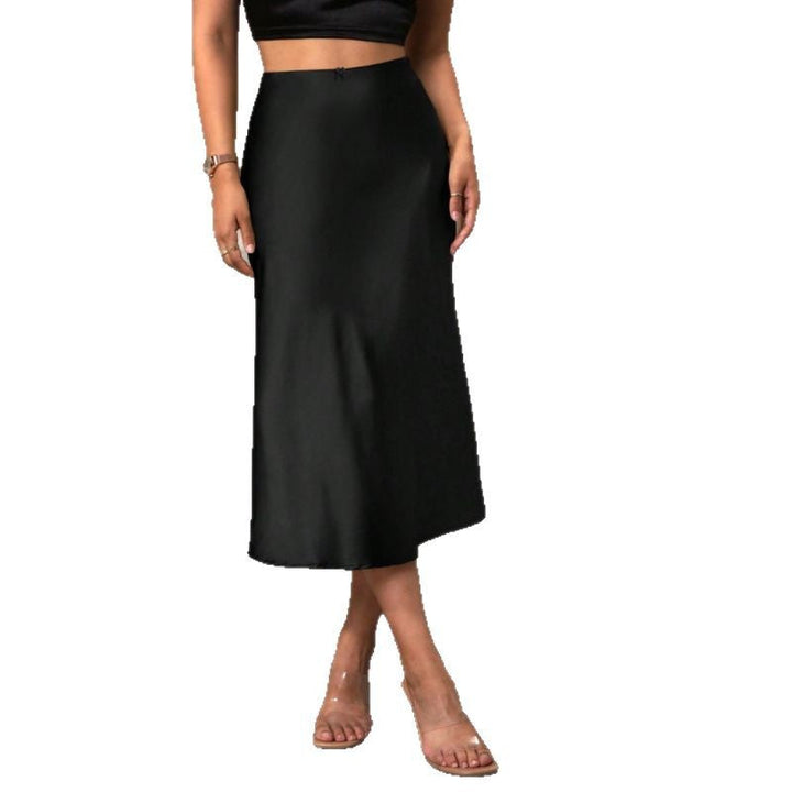 Damen A-Linien Rock aus glänzendem Satin mit hohem Bund