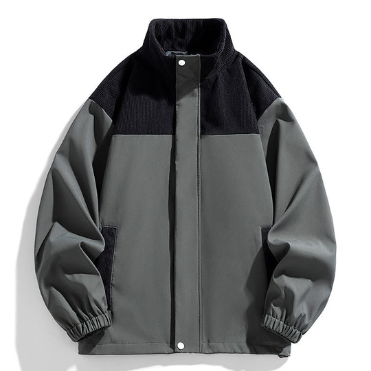 Damen Oversize-Übergangsjacke mit Cordbesatz und Stehkragen Nord Taschen