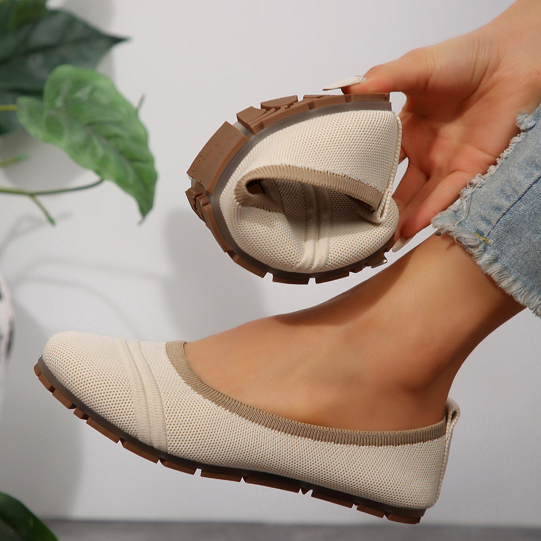 Damen  atmungsaktive Strick‑Ballerina mit ergonomischem Memory‑Fußbett und rutschfester Flexsohle Nord Taschen