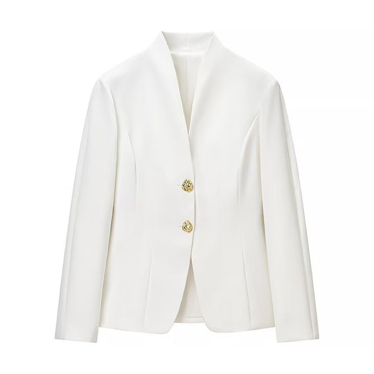 Damen Zweiteiliges Tailored-Blazer- und Highwaist-Hosen-Set mit goldknopf-Detail Nord Taschen