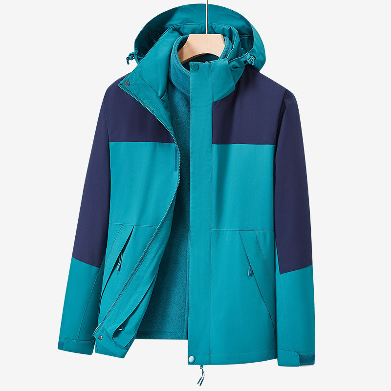 Unisex zweilagige wasserabweisende Outdoorjacke mit Kapuze und Colorblock-Design Nord Taschen