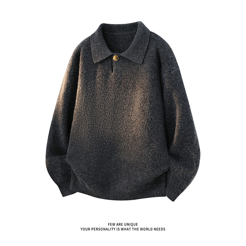 Damen Oversize-Strickpullover mit Polokragen und Ein-Knopf-Detail Nord Taschen