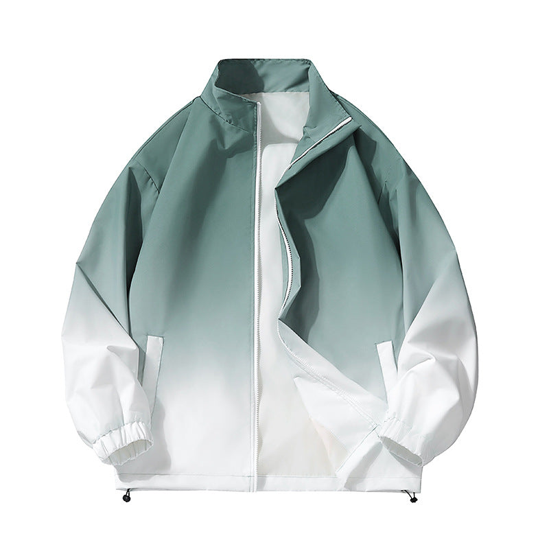 Herren leichte Farbverlauf Windbreakerjacke mit Stehkragen, durchgehendem Reißverschluss & Kordelzugsaum Nord Taschen