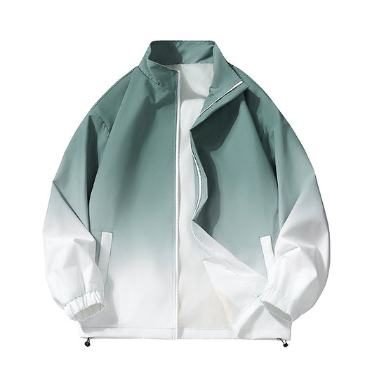 Herren leichte Farbverlauf Windbreakerjacke mit Stehkragen, durchgehendem Reißverschluss & Kordelzugsaum Nord Taschen