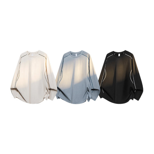 Damen Oversize-Langarmshirt aus Waffel‑ und Jersey‑Mix mit kontrastierenden Flatlocknähten Nord Taschen