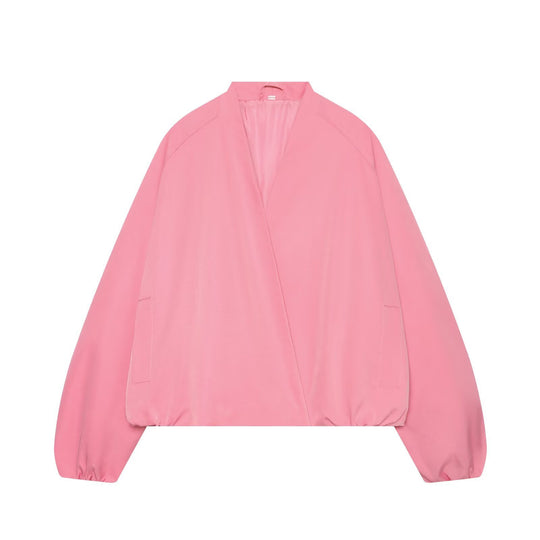 Damen Leichte Cropped Bomberjacke im Oversize‑Look mit offenem Schalkragen Nord Taschen