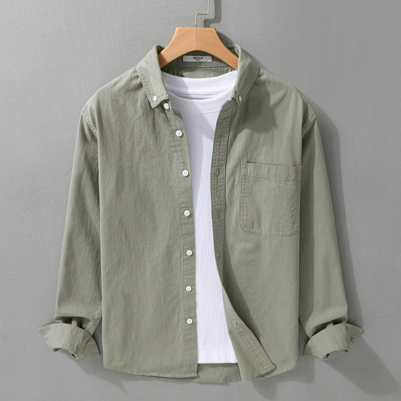 Herren Leichtes Baumwoll-Overshirt im Hemdjacken-Stil mit Brusttasche und Button-Down-Kragen Nord Taschen