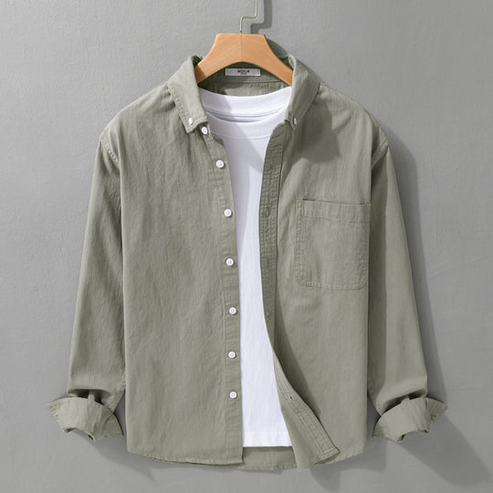 Herren Leichtes Baumwoll-Overshirt im Hemdjacken-Stil mit Brusttasche und Button-Down-Kragen Nord Taschen