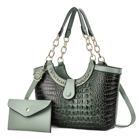 Damen Handtasche mit luxuriösem Krokodil-Look und abnehmbarer Mini-Clutch Nord Taschen