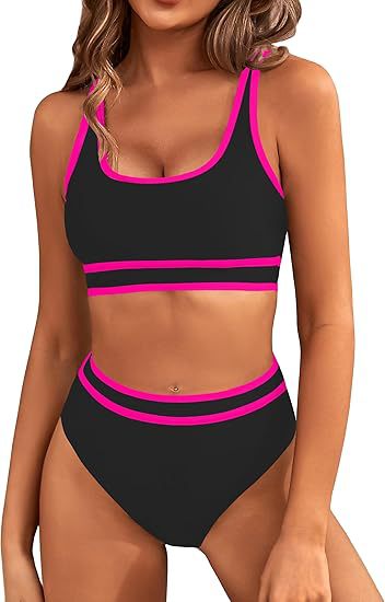Damen Sportlicher Hochgeschnittener Bikini Nord Taschen
