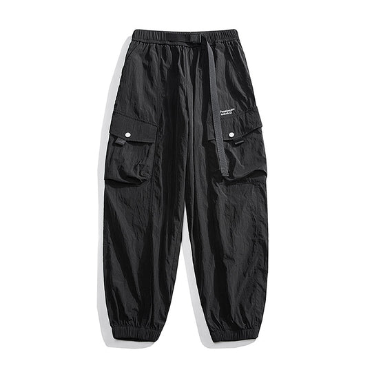 Herren Nylon Utility Cargohose mit elastischem Bund, verstellbarem Gürtel und Pattentaschen Nord Taschen