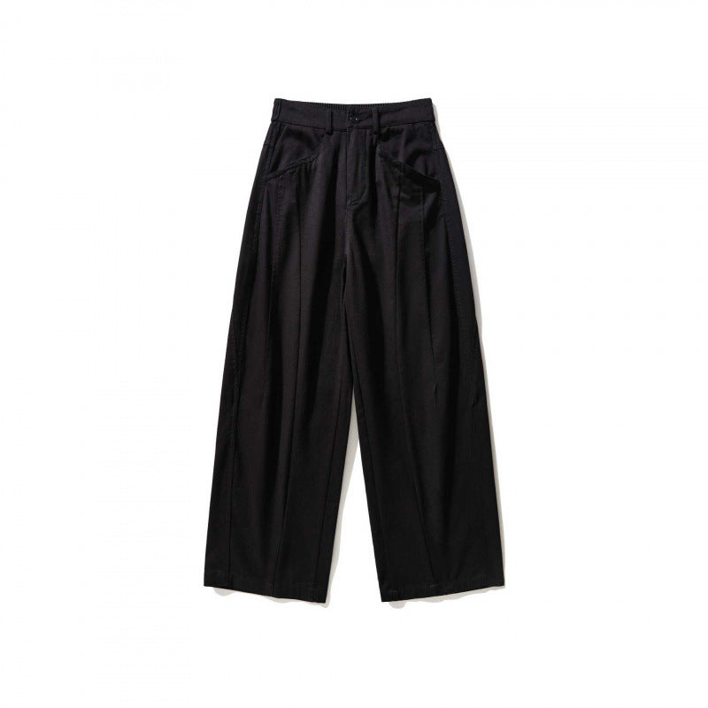 Damen Weite Bundfaltenhose mit hohem Bund und geradem weitem Bein Nord Taschen
