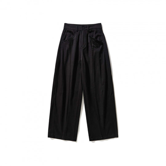 Damen Weite Bundfaltenhose mit hohem Bund und geradem weitem Bein Nord Taschen