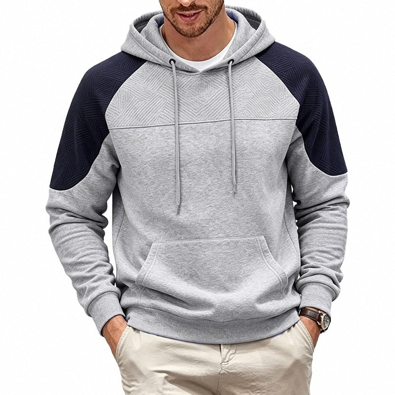 Herren Kapuzenpullover aus French Terry mit Waffelstruktur-Einsätzen und Kängurutasche Nord Taschen