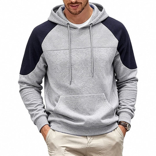 Herren Kapuzenpullover aus French Terry mit Waffelstruktur-Einsätzen und Kängurutasche Nord Taschen