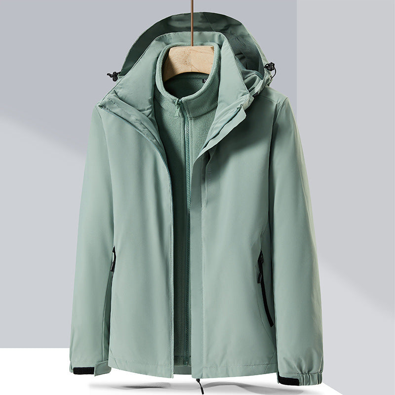 Herren zweilagige Softshell-Regenjacke mit abnehmbarem Fleece‑Innenlayer und verstellbarer Kapuze Nord Taschen