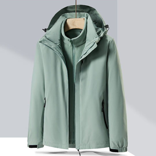 Herren zweilagige Softshell-Regenjacke mit abnehmbarem Fleece‑Innenlayer und verstellbarer Kapuze Nord Taschen
