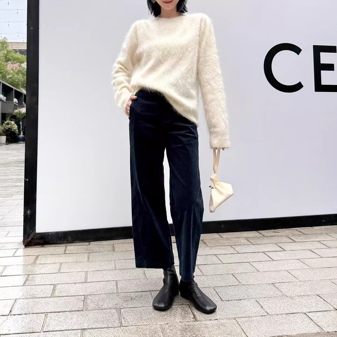 Damen Hochtaillierte Samt-Culotte mit weitem Bein und dezenten Eingrifftaschen Nord Taschen