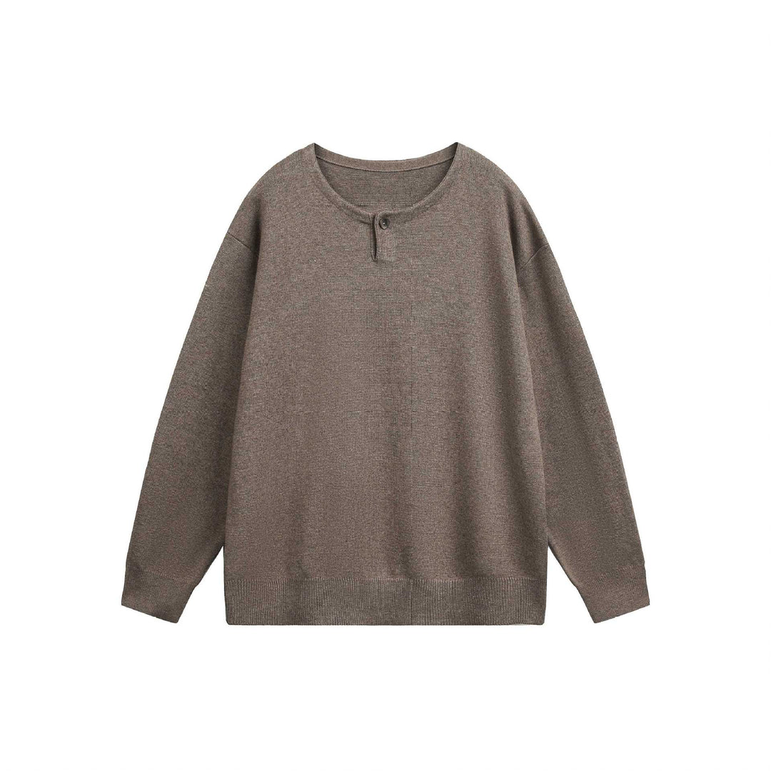 Damen Oversize-Strickpullover mit Knopfdetail am Rundhalsausschnitt Nord Taschen