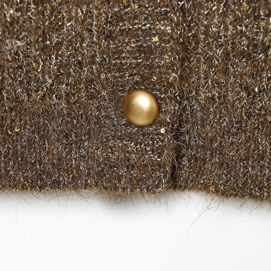 Damen Grobgestrickter Rippencardigan mit goldfarbenen Knöpfen und V-Ausschnitt Nord Taschen