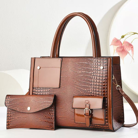 Damen Handtasche mit strukturiertem Schlangenleder-Look und abnehmbarer Mini-Clutch Nord Taschen