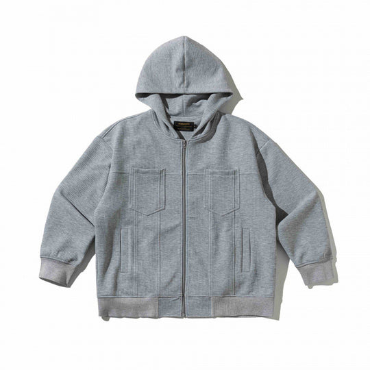Unisex Oversize Kapuzen‑Zipjacke aus Waffelstrick mit Brust‑ und Eingrifftaschen Nord Taschen