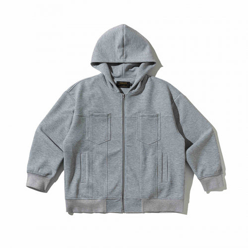 Unisex Oversize Kapuzen‑Zipjacke aus Waffelstrick mit Brust‑ und Eingrifftaschen Nord Taschen