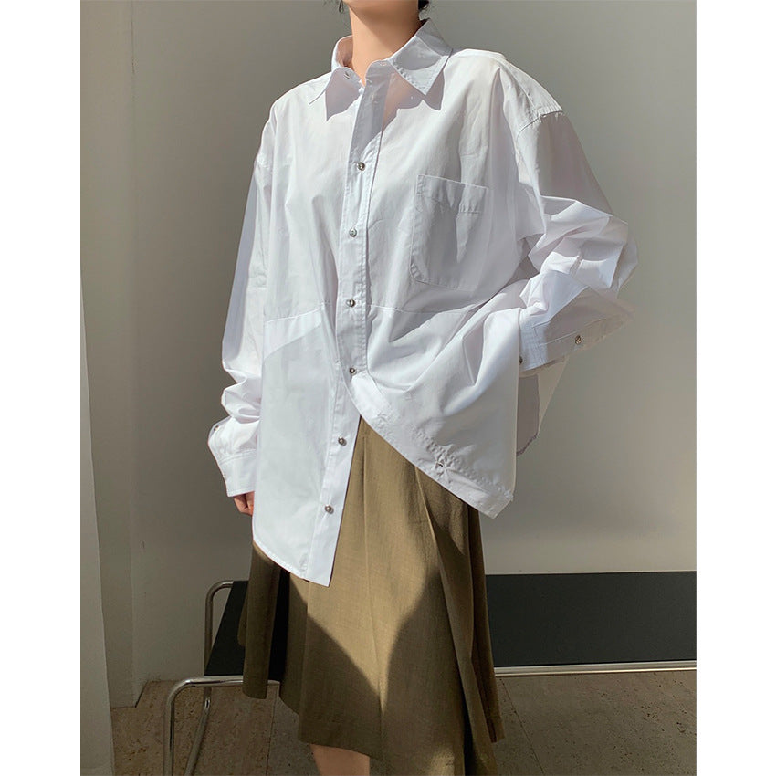 Damen Oversize-Longline-Hemd mit asymmetrischem Saum und kastiger Popeline-Silhouette Nord Taschen