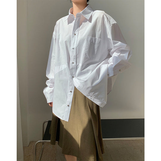 Damen Oversize-Longline-Hemd mit asymmetrischem Saum und kastiger Popeline-Silhouette Nord Taschen
