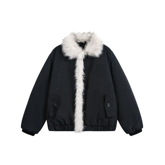 Damen Kurzblouson im Boxy-Cut mit breitem Kunstfellkragen Nord Taschen
