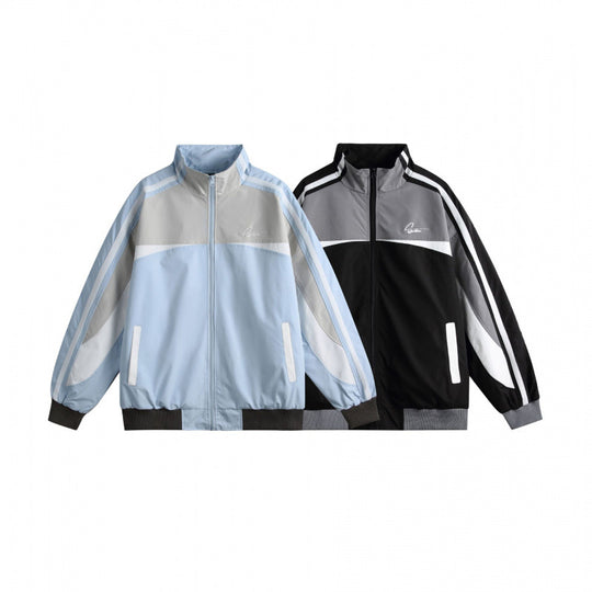 Unisex Leichte Retro-Trackjacke mit Stehkragen, kontrastierenden Streifen und gerippten Bündchen Nord Taschen