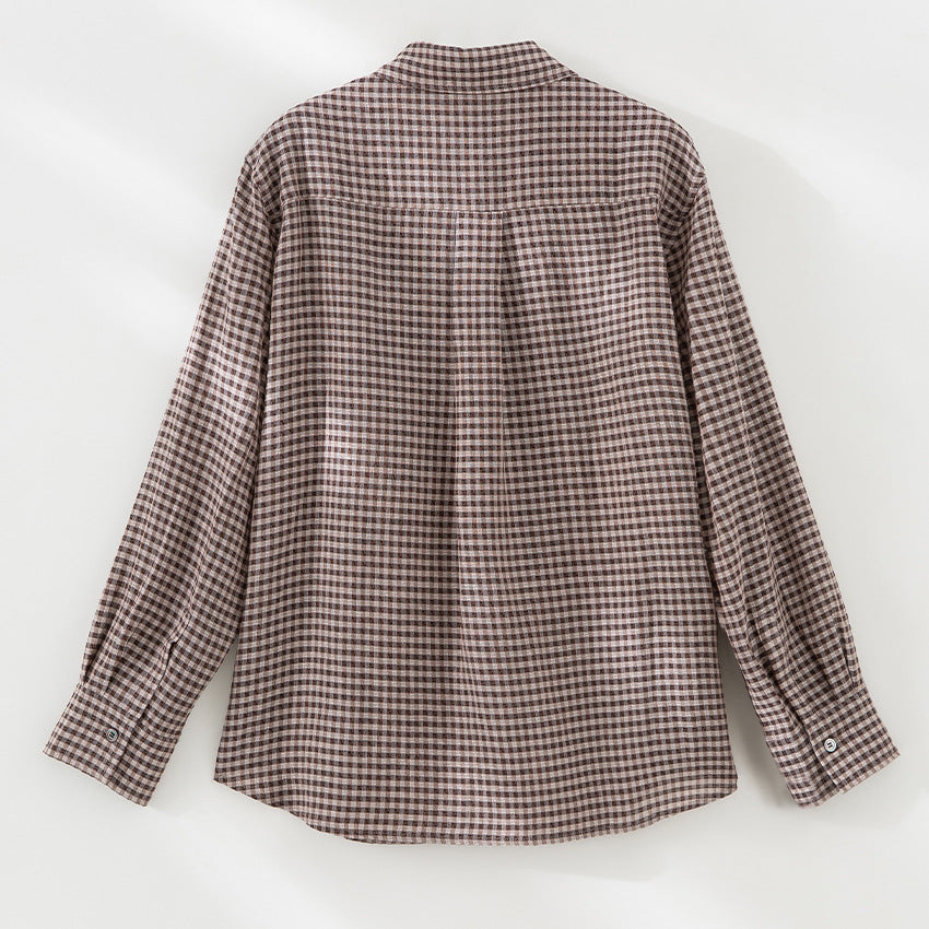 Damen Karierte Oversize-Hemdenbluse mit durchgehender Knopfleiste Nord Taschen