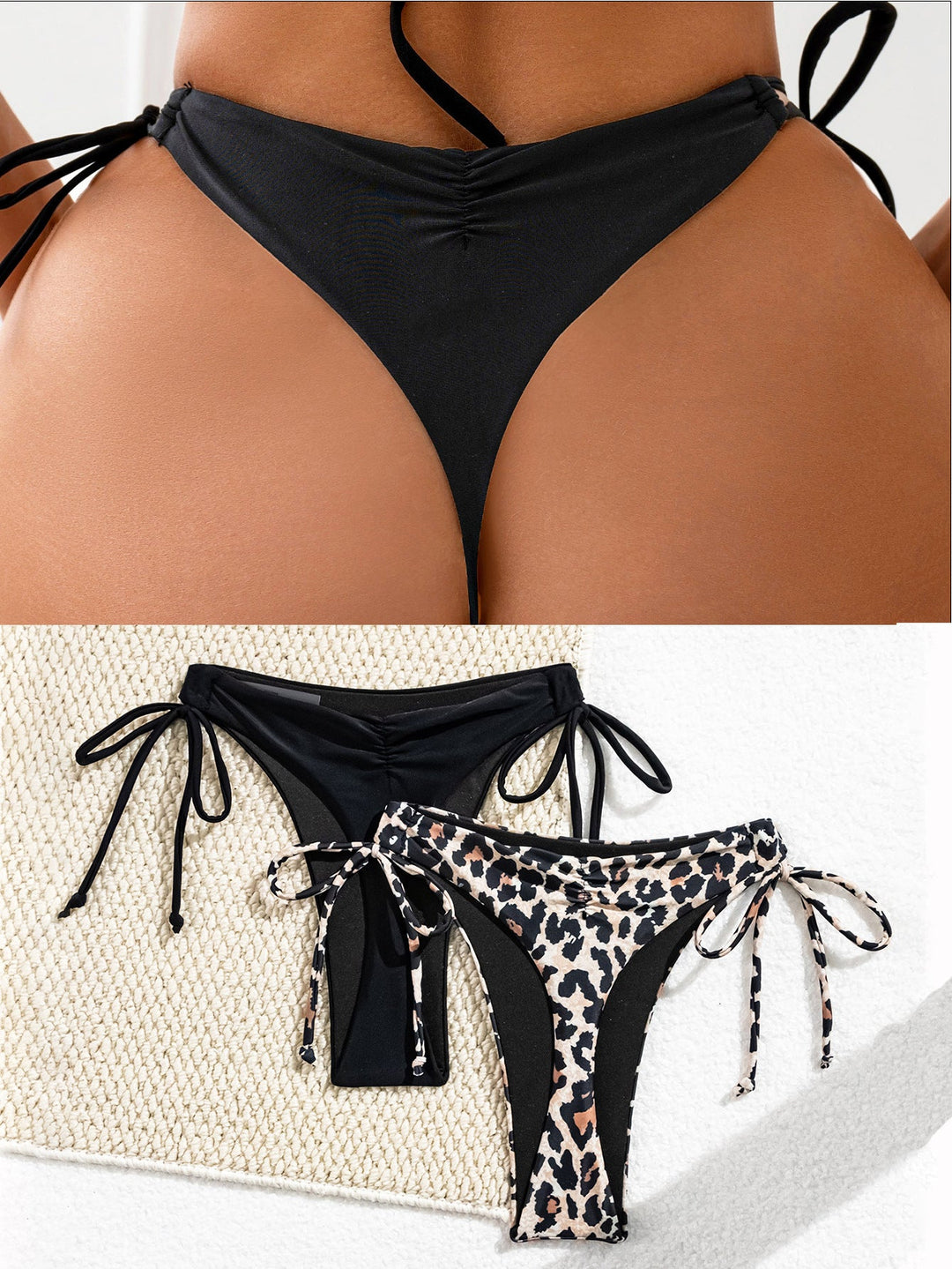 Damen Hochgeschnittener Bikini mit seitlichen BindNord Taschenändern