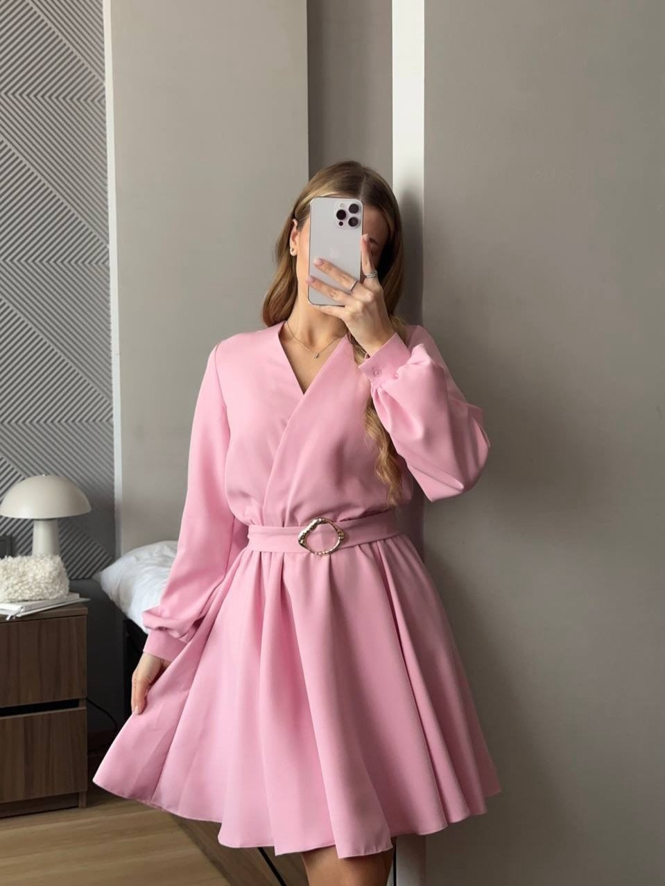 Damen Wickelkleid mit tailliertem Herzgürtel und voluminösem Swing-Rock Nord Taschen