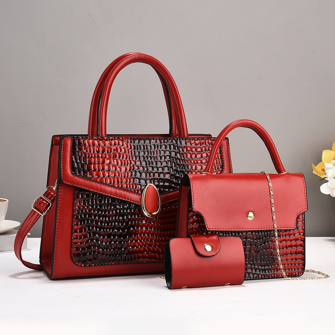 Damen elegantes Handtaschen-Set mit strukturierter Oberfläche und abnehmbaren Fächern Nord Taschen