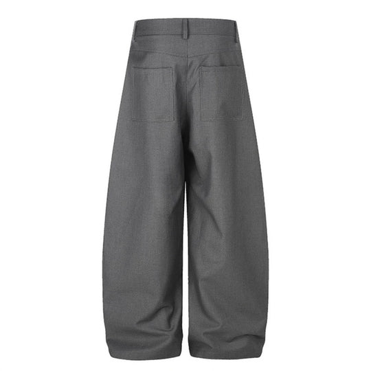 Damen Weite Palazzo-Hose mit hoher Taille, Bundfalten und asymmetrischer Knopfleiste Nord Taschen