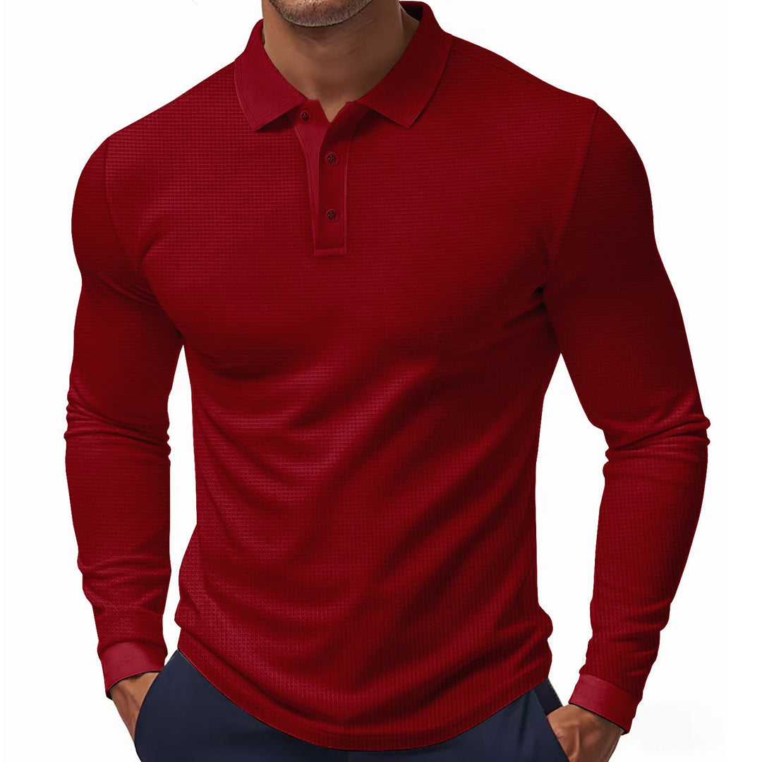 Herren Langarm-Polohemd im strukturierten Design mit modernem Schnitt