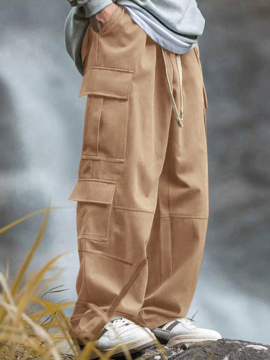 Herren weite Cargo-Hose mit Mehrfachtaschen, Tunnelzug und verstärkten Kniepartien Nord Taschen