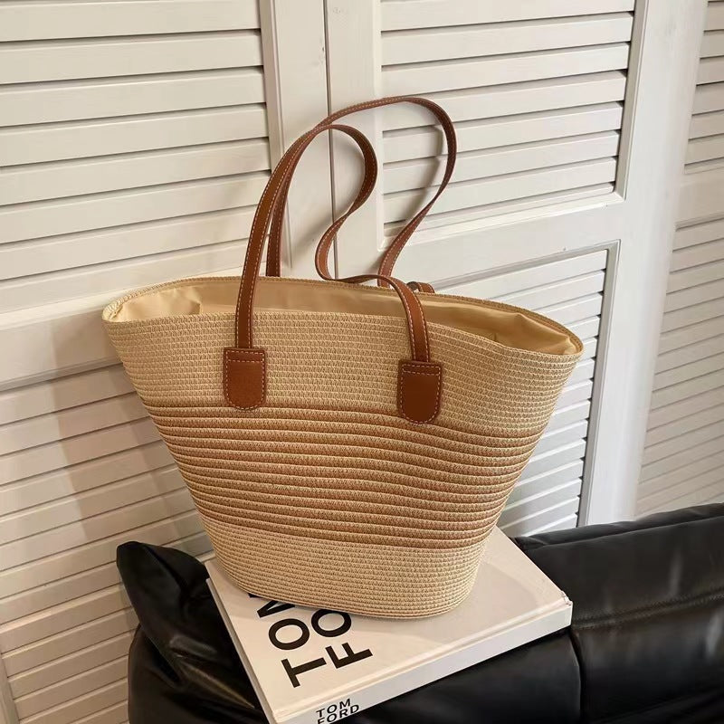 Damen Strandtasche mit robusten Griffen und geschmackvollem Streifenmuster Nord Taschen