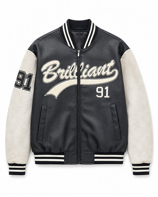 Herren Varsity-Bomberjacke im Letterman‑Stil mit Chenille‑Applikationen Nord Taschen