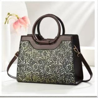 Damen elegante Strukturierte Handtasche mit floralen Mustern Nord Taschen