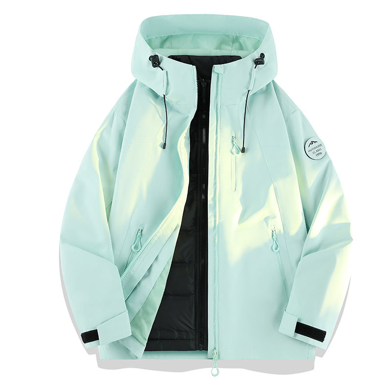 Damen Leichte wasserdichte Kapuzenjacke mit Teddy‑Charm und verdeckten Reißverschlusstaschen Nord Taschen