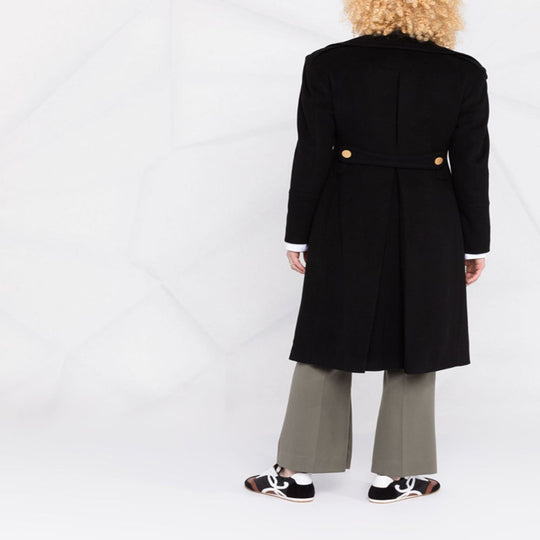 Damen Doppelreihiger Longcoat im Marinemantel‑Stil mit markanten Metallknöpfen Nord Taschen