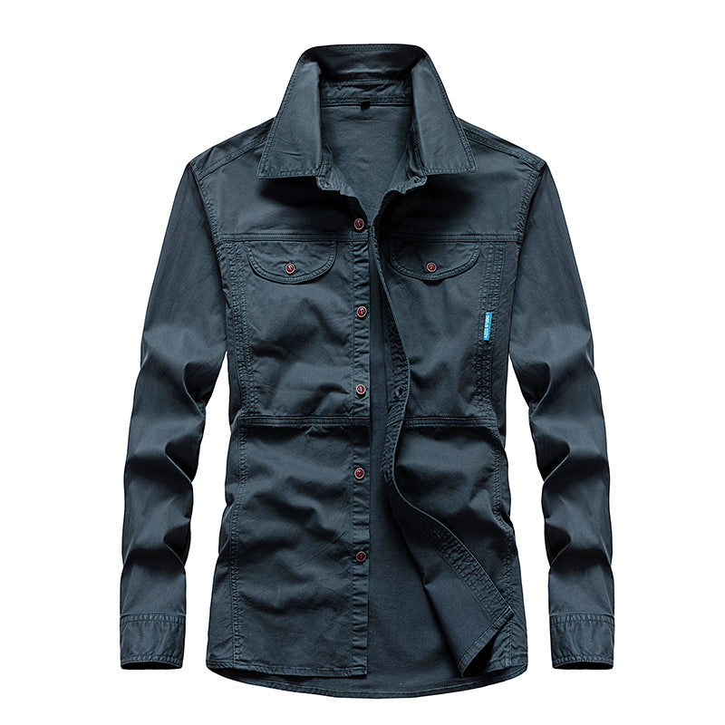 Herren Leichtes Canvas-Fieldshirt mit Brustklappen und Hemdkragen Nord Taschen
