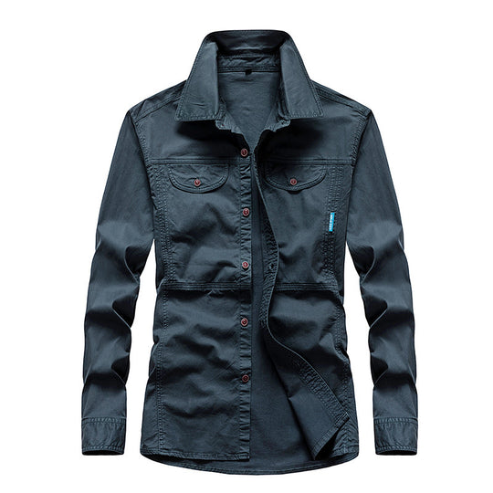 Herren Leichtes Canvas-Fieldshirt mit Brustklappen und Hemdkragen Nord Taschen