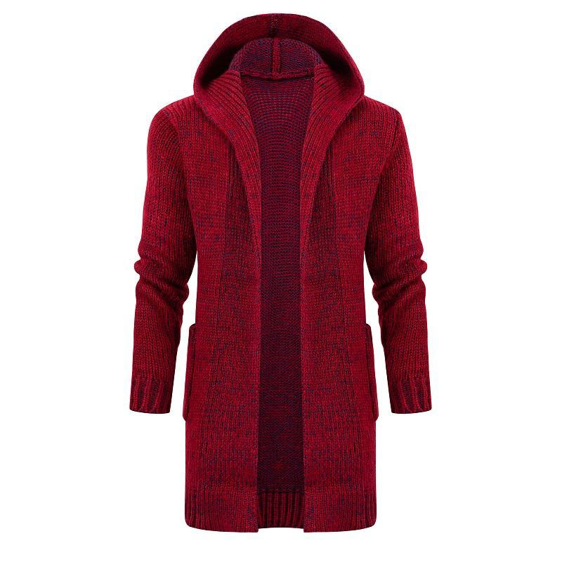 Damen Langer Kapuzen‑Strickcardigan mit tiefer Rippenstruktur und aufgesetzten Taschen Nord Taschen