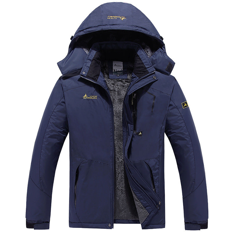 Herren Wasserdichte gefütterte Outdoor-Skijacke mit abnehmbarer Kapuze und Thermofutter Nord Taschen
