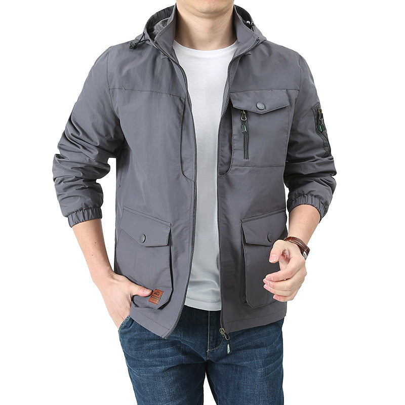Herren Urban-Utility Fieldjacke mit Kapuze, Mehrfach‑Taschen und elastischen Bündchen Nord Taschen