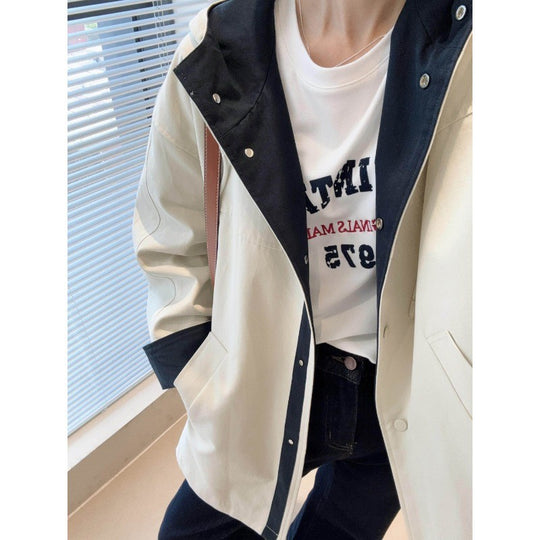 Unisex Oversized utilitarischer Trenchcoat mit kontrastiertem Innenfutter und Kapuze Nord Taschen